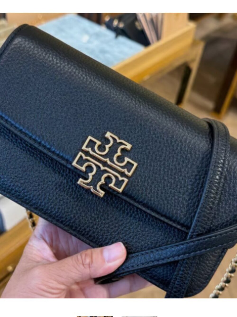 Tory Burch 141012 Britten Small Chain Wallet Wristlet Crossbody Black